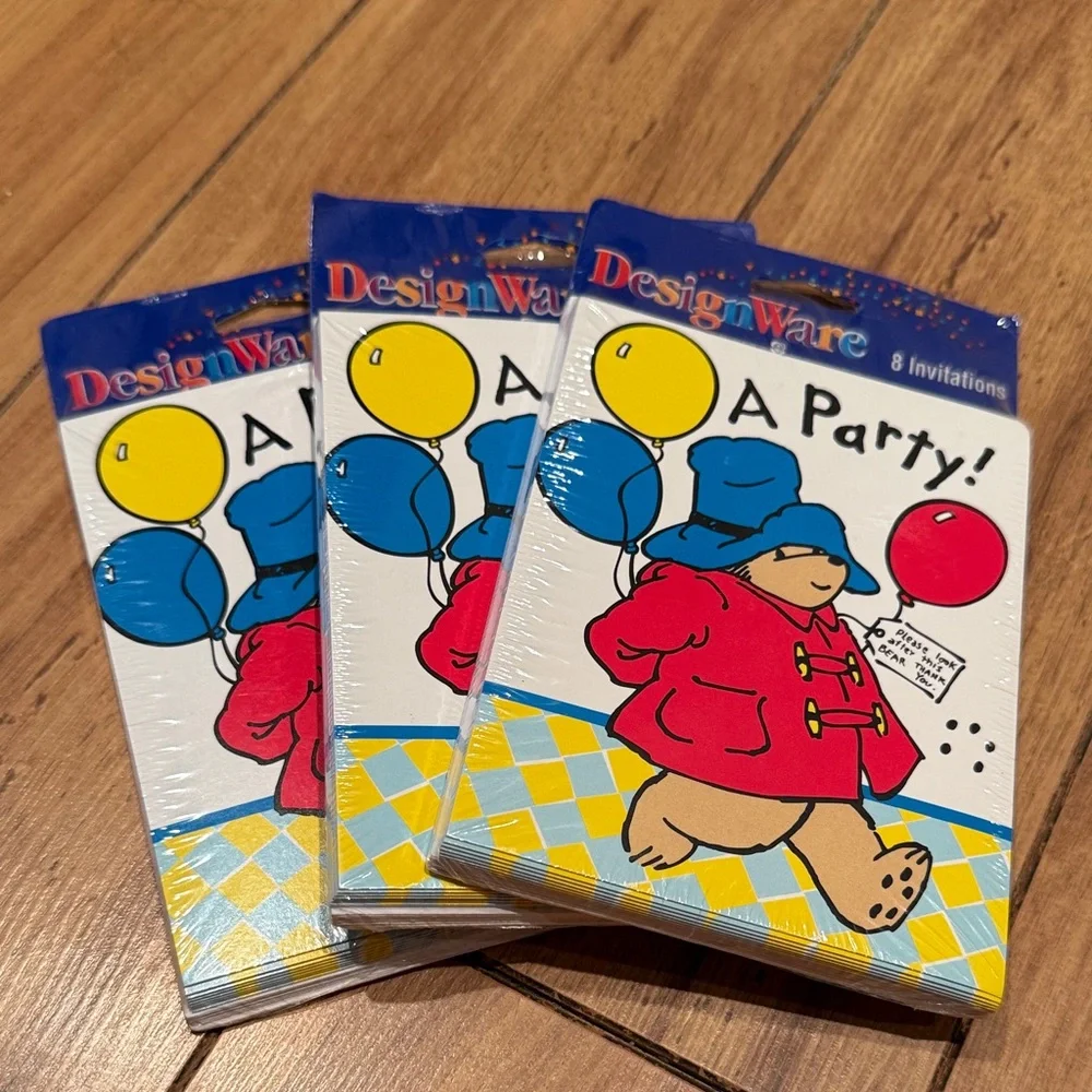 New Vintage 90’s DesignWare Paddington Bear Party Invitations 3 packs of 8